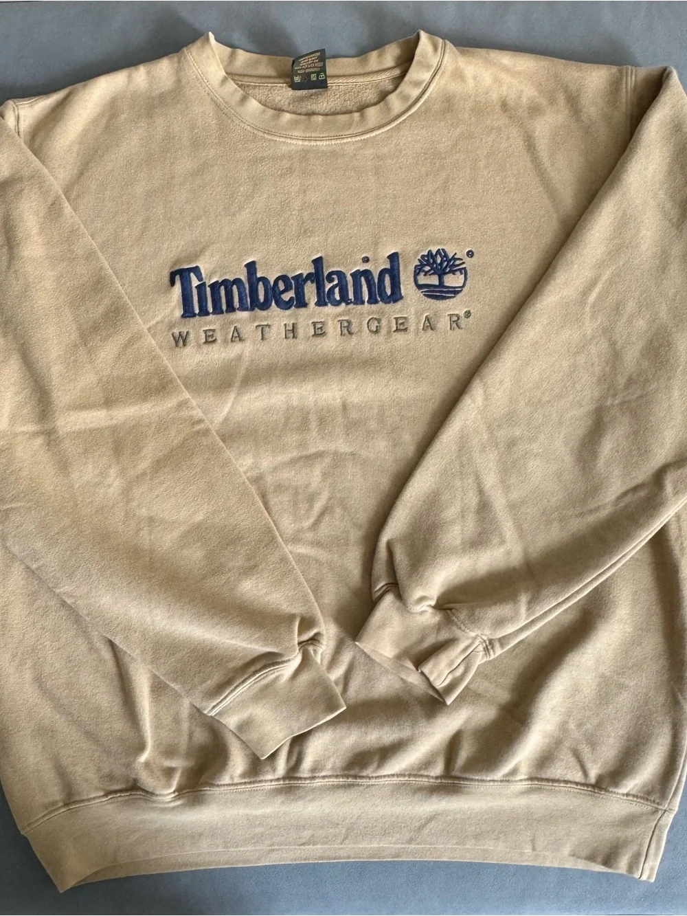 Timberland Cream Crewneck Sweatshirt with Blue Logo